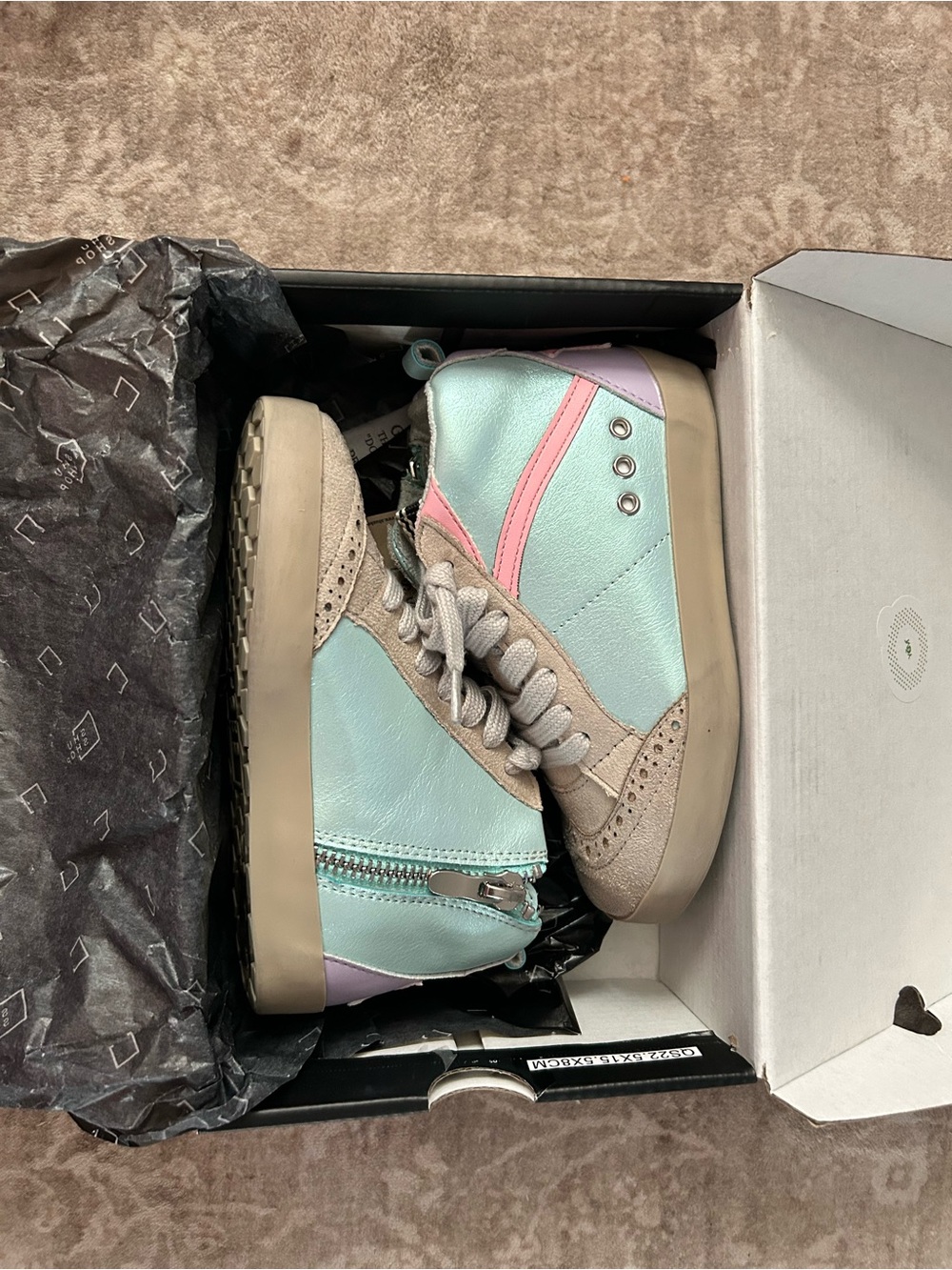 ShuShop Pastel Mint & Pink High-Top Kids Sneakers